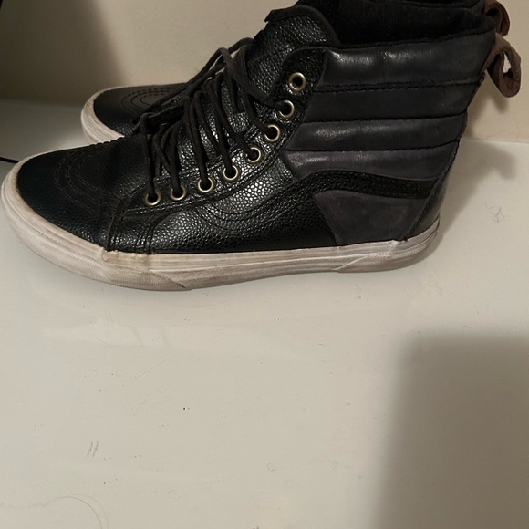 VANS SK8-HI 46 PEBBLE LEATHER BLACK Unisex Men’s 7.0 Women’s 8.5 - Picture 2 of 7